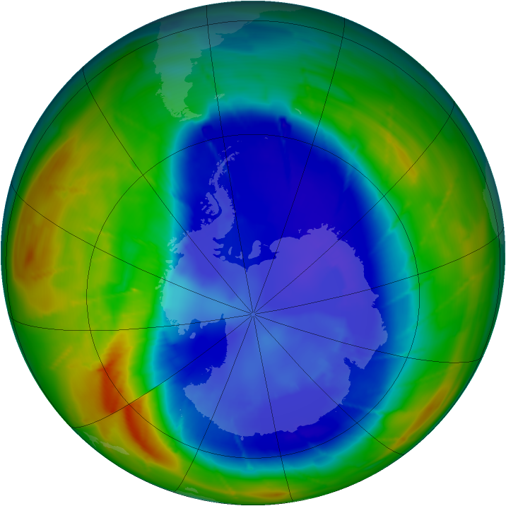 Antarctic ozone map for 02 September 2009